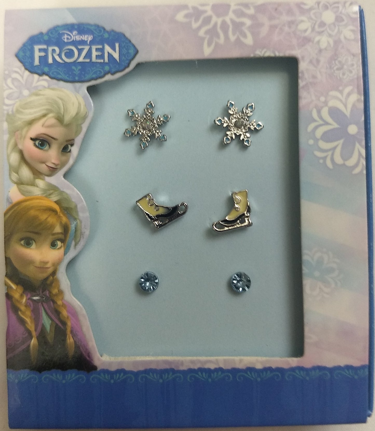 Disney Frozen Snowflake Ice Skate & Stud 3 Pack Earring Set