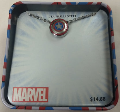 Captain America Shield Marvel Stainless Steel Pendant w/ Chain