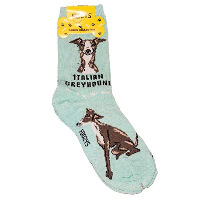 Italian Greyhound Foozys Canine Dog Crew Socks