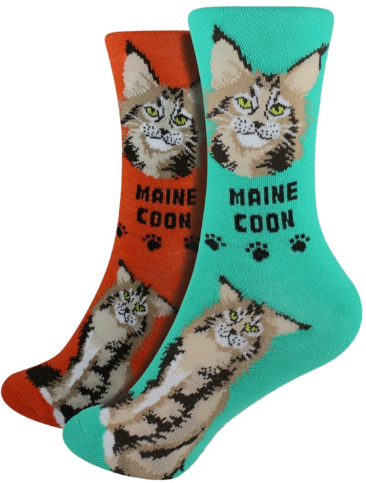 Maine Coon Foozys Feline Cat Crew Socks