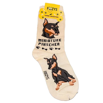 Miniature Pinscher Foozys Canine Dog Crew Socks