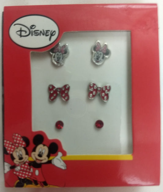 Minnie Mouse Bow Stud Earrings Set of 3