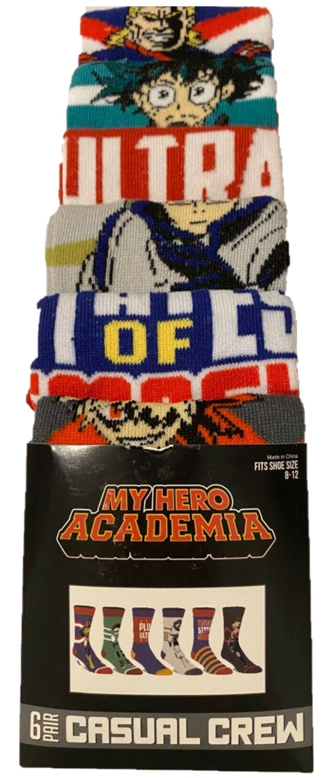 My Hero Academia 6 Pair Pack Casual Crew Men Socks