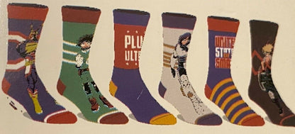 My Hero Academia 6 Pair Pack Casual Crew Men Socks