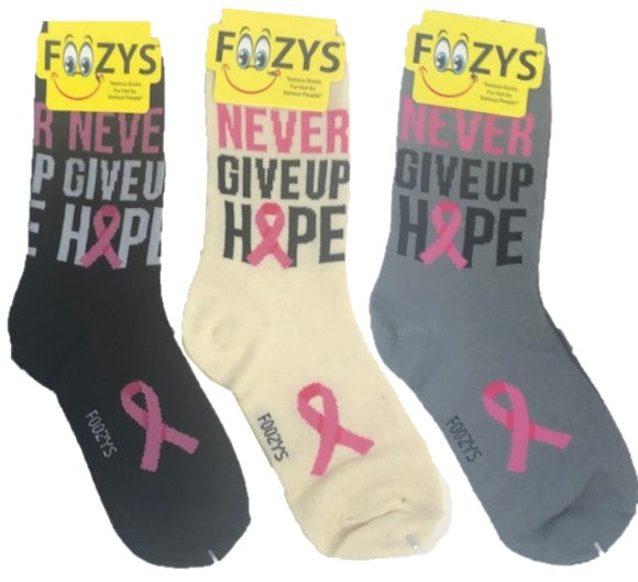 Never Give up Hope Cancer Awareness Foozys Womens Crew Socks