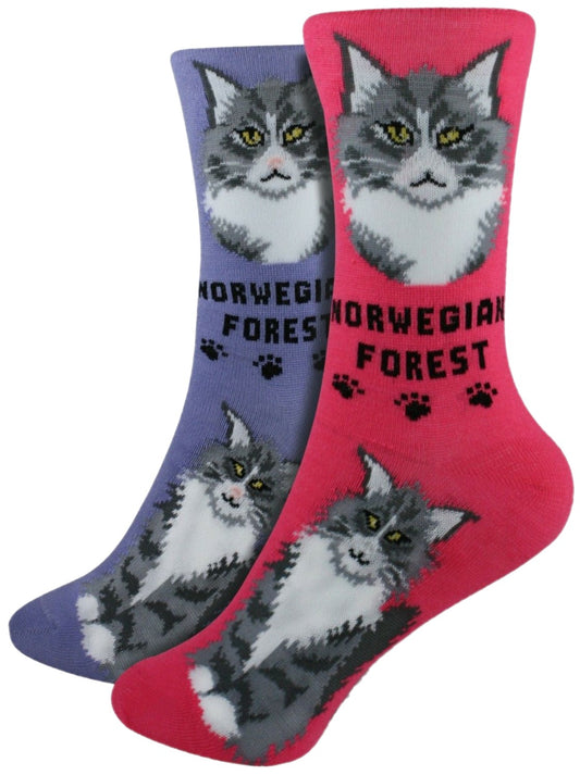 Norwegian Forest Foozys Feline Cat Crew Socks