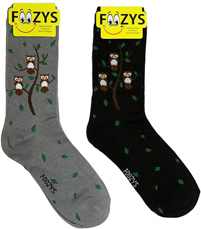 Owl Family Tree Foozys Womens Crew Socks
