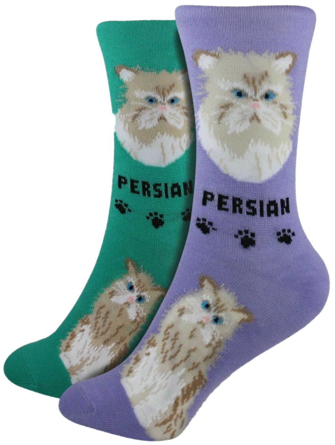 Persian Foozys Feline Cat Crew Socks