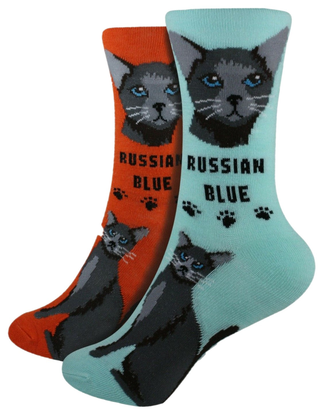 Russian Blue Foozys Feline Cat Crew Socks