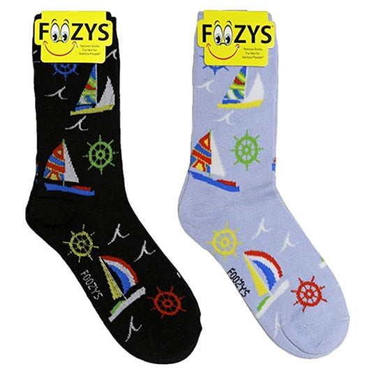 Sailing Away Boats Foozys Womens Crew Socks