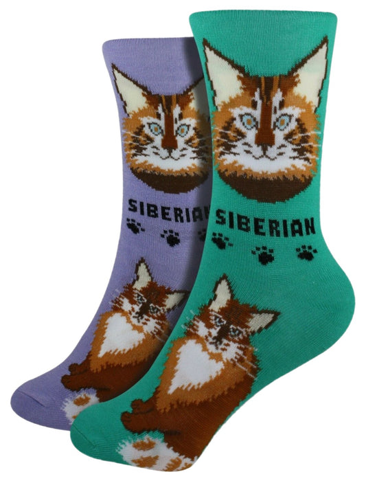 Siberian Foozys Feline Cat Crew Socks