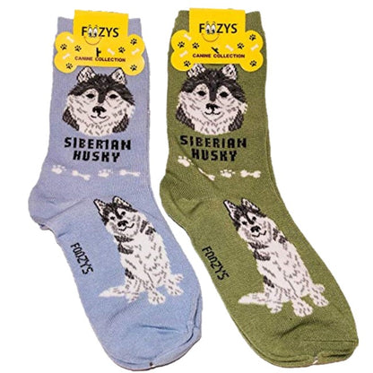 Siberian Husky Foozys Canine Dog Crew Socks