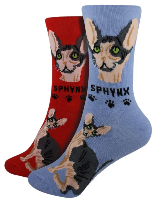 Sphynx Foozys Feline Cat Crew Socks