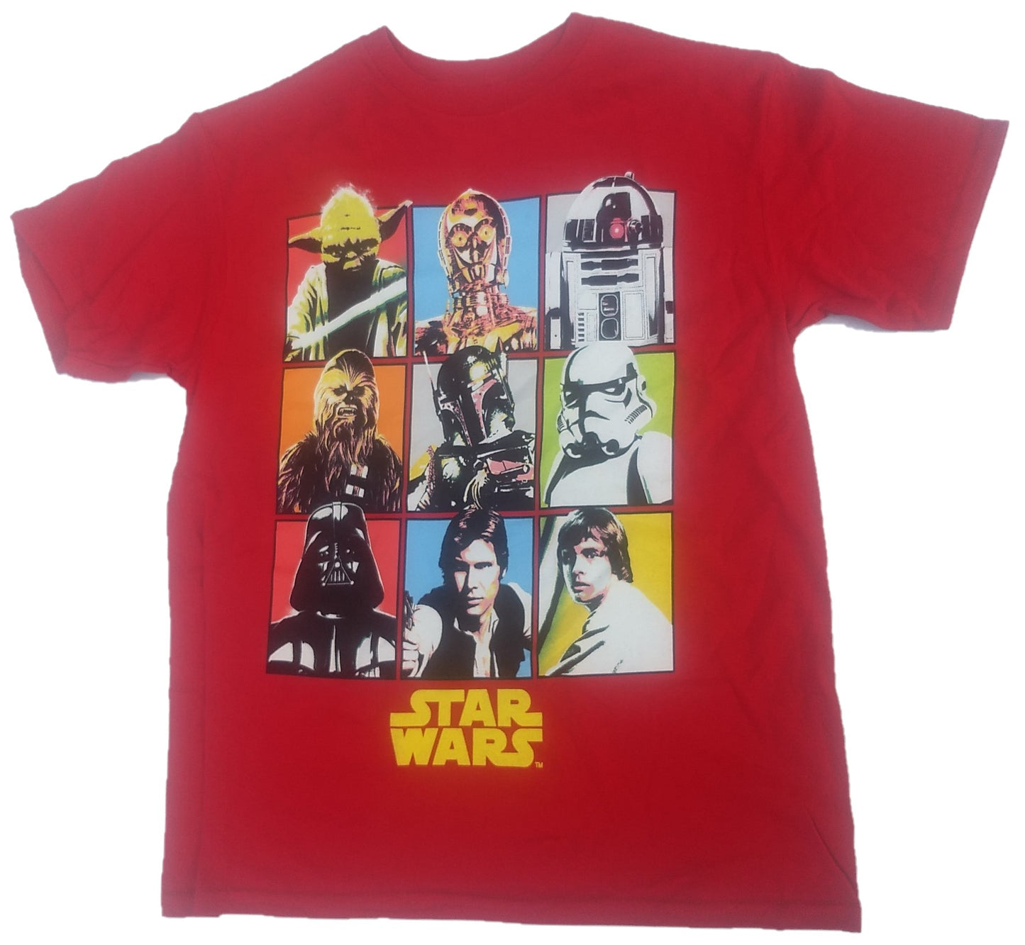 Star Wars Cast Darth Vader Luke Hans Yoda R2D2 Boys T-Shirt