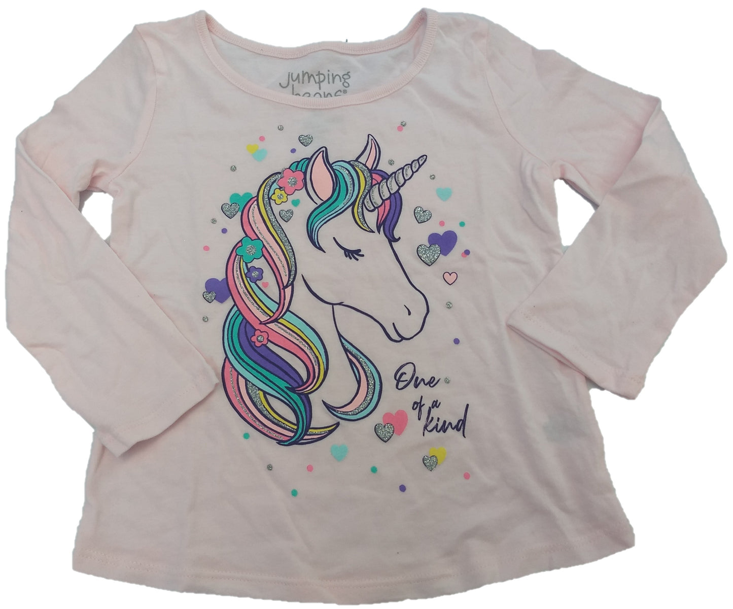 Unicorn One of A Kind Girls Jumping Beans T-Shirt (Pink)
