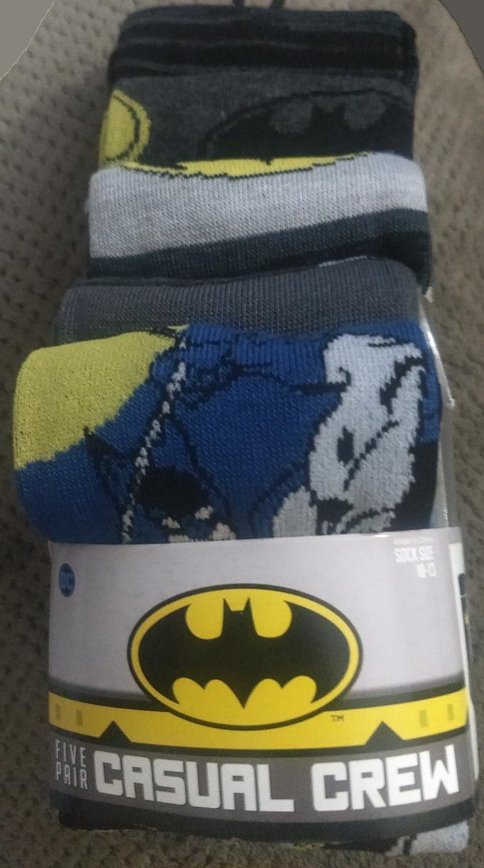 BioWorld Batman DC Comics 5 Pair Pack Casual Crew Socks