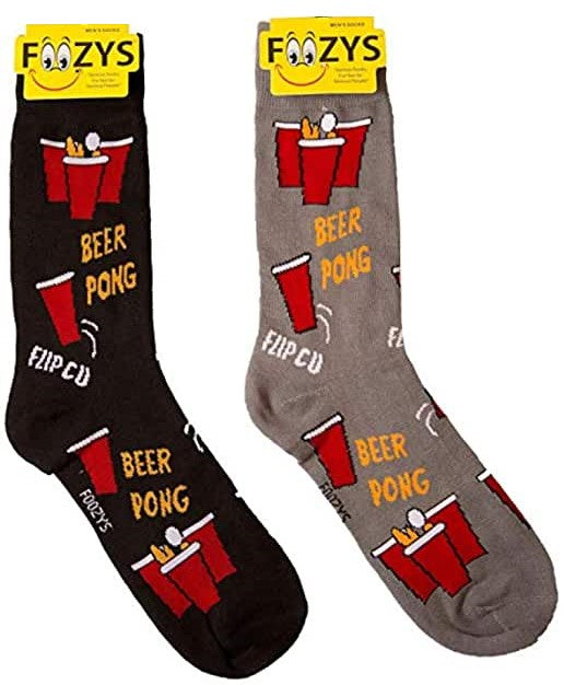 Beer Pong Flip Cup Foozys Men's Crew Socks