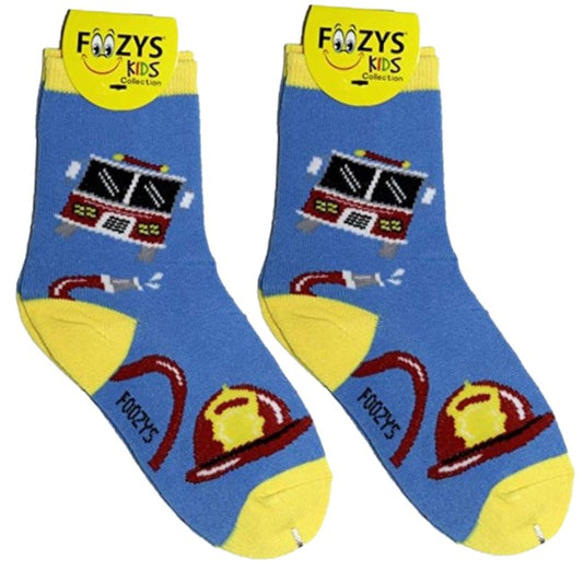 Firefighter Foozys Boys Kids Crew Socks