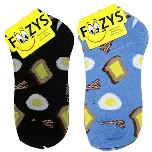 Breakfast Eggs Bacon Toast Foozys Ankle No Show Socks