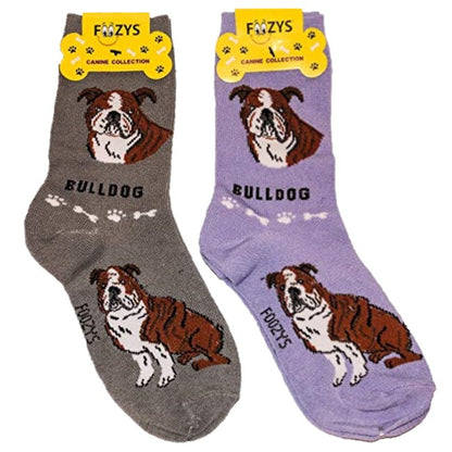 Bulldog Foozys Canine Dog Crew Socks