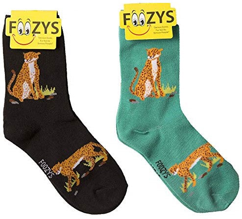 Cheetah Foozys Womens Crew Socks