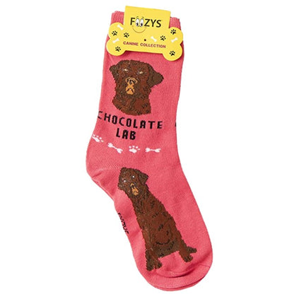 Chocolate Lab Foozys Canine Dog Crew Socks