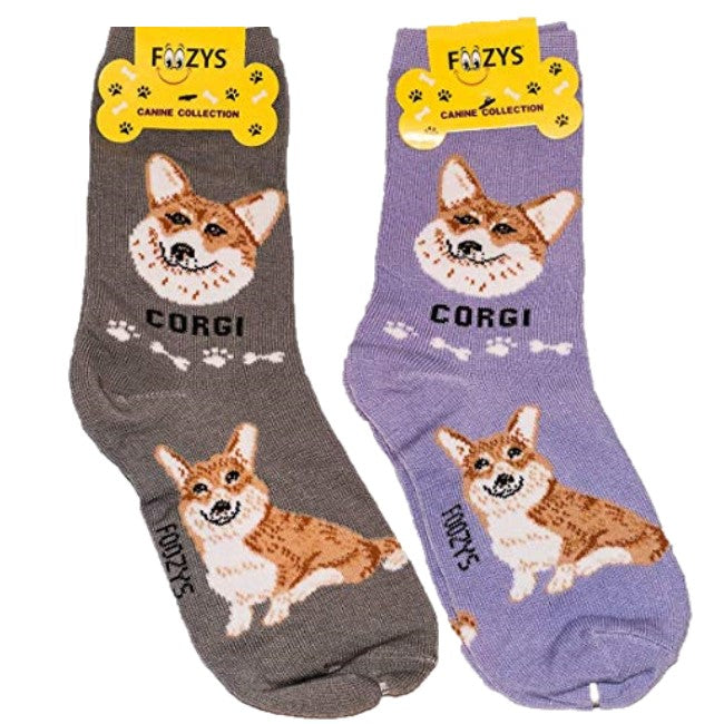 Corgi Foozys Canine Dog Crew Socks