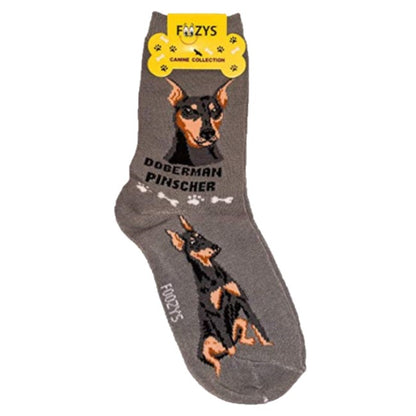 Doberman Pinscher Foozys Canine Dog Crew Socks
