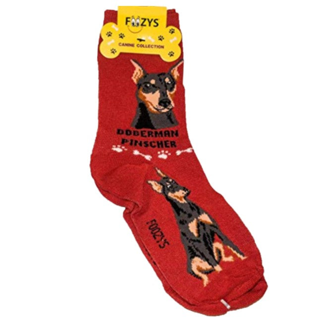 Doberman Pinscher Foozys Canine Dog Crew Socks