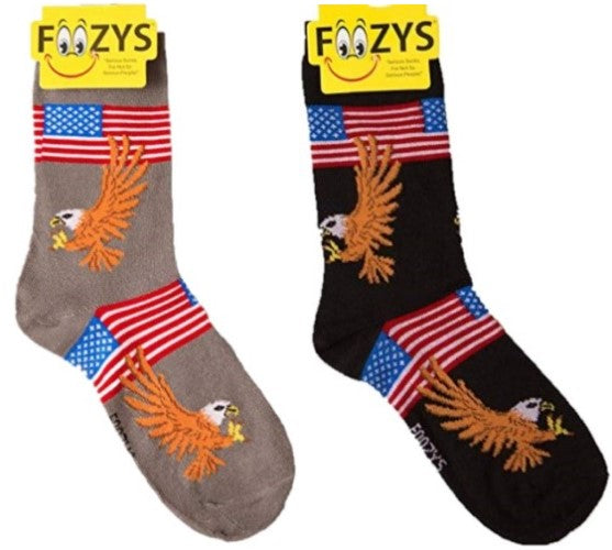 Bald Eagle American Flag Patriotic USA Foozys Womens Crew Socks