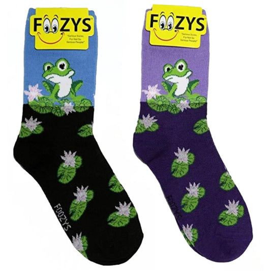 Frog on a Lilly Pad Foozys Womens Crew Socks