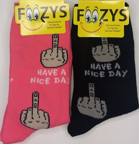 Have a Nice Day Middle Finger Foozys Womens Crew Socks