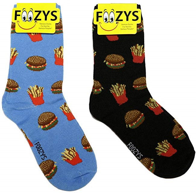 Hamburger & Fries Foozys Womens Crew Socks