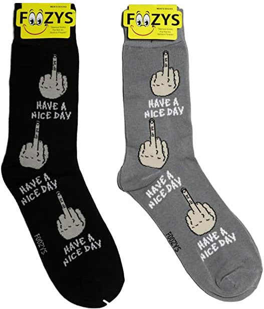 Have A Nice Day Middle Finger Foozys Men's Crew Socks