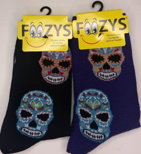 Day of the Dead Muerte Muerto Skulls Foozys Womens Crew Socks