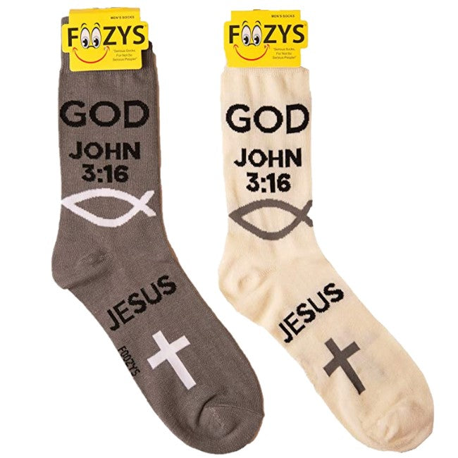 God John 3:16 Foozys Men's Crew Socks