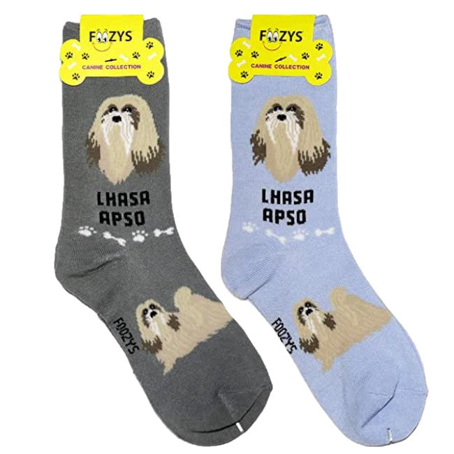 Lhasa Apso Foozys Canine Dog Crew Socks