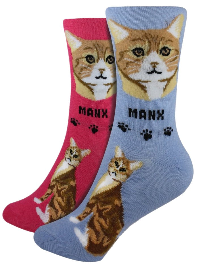 Manx Foozys Feline Cat Crew Socks