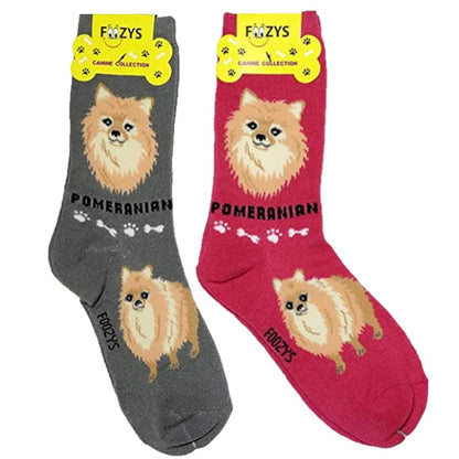Pomeranian Foozys Canine Dog Crew Socks