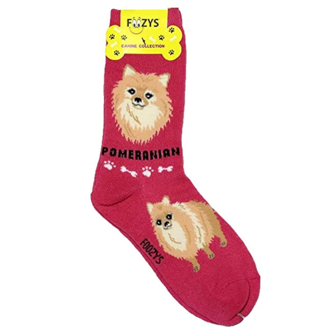 Pomeranian Foozys Canine Dog Crew Socks