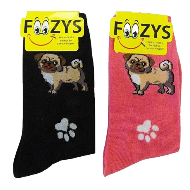 Pugs & Paw Prints Foozys Womens Crew Socks
