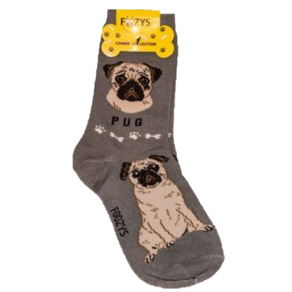 Pug Foozys Canine Dog Crew Socks