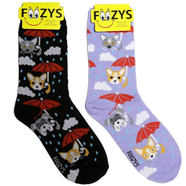 Raining Cats & Dogs Foozys Womens Crew Socks