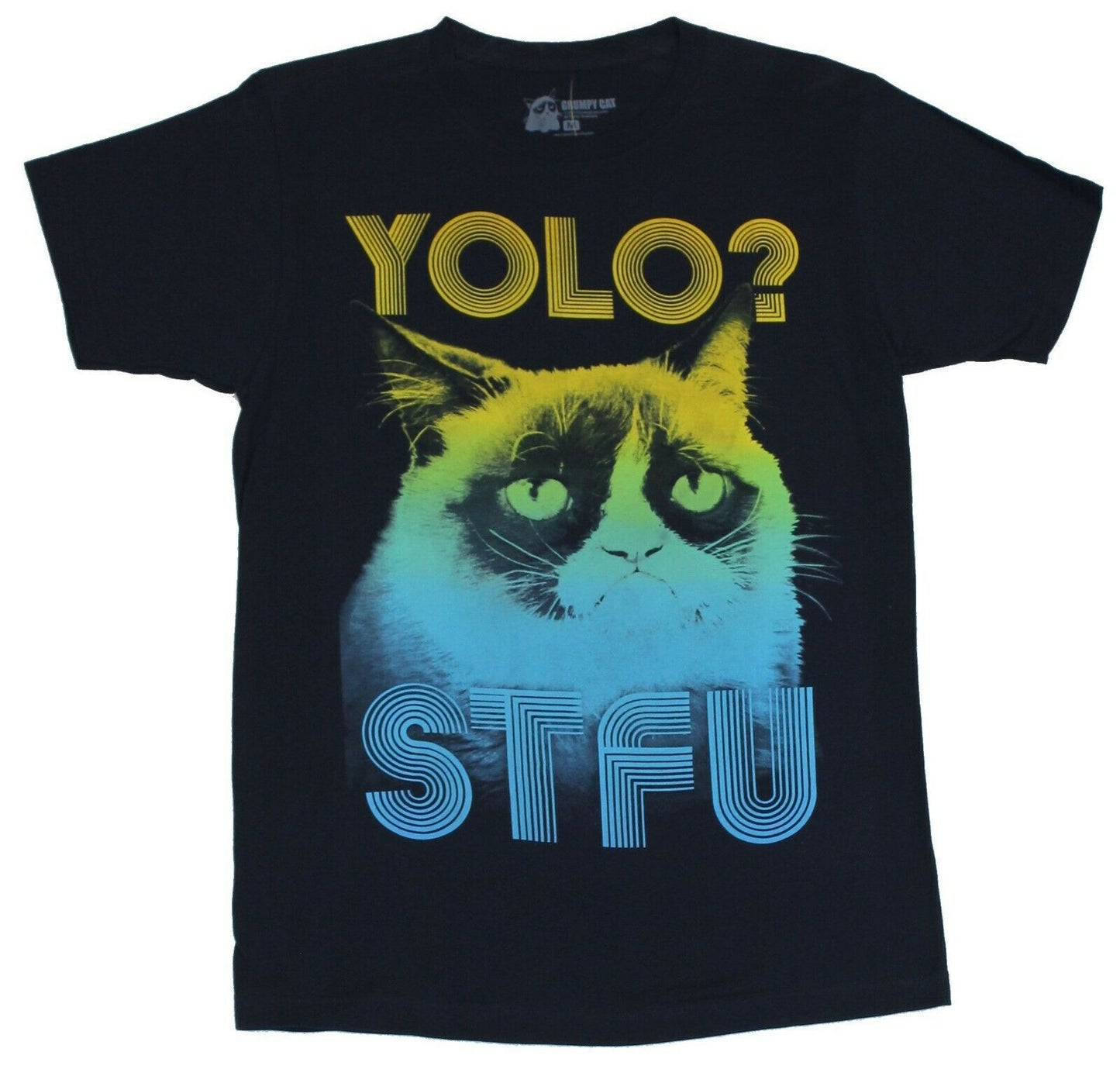 YOLO STFU Cat Face Grumpy Cat Mens T-Shirt