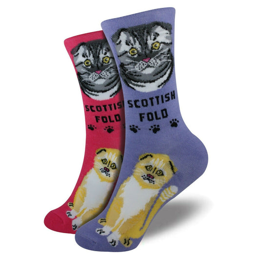 Scottish Fold Foozys Feline Cat Crew Socks