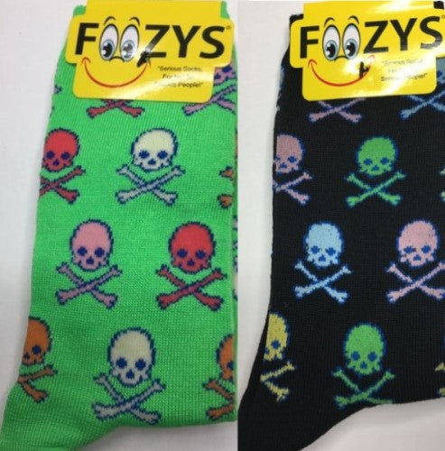 Colorful Skull & Crossbones Foozys Womens Crew Socks
