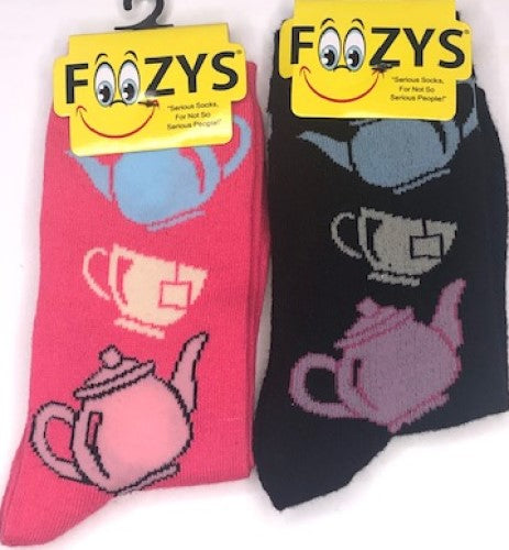 Tea Cups & Tea Pots Foozys Womens Crew Socks