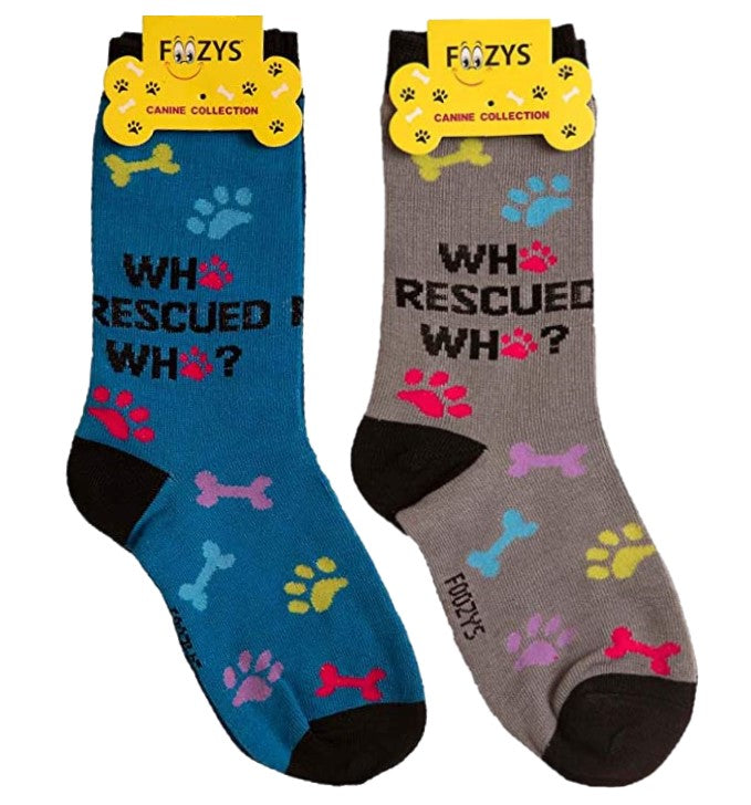 Who Rescued Who Foozys Canine Dog Crew Socks