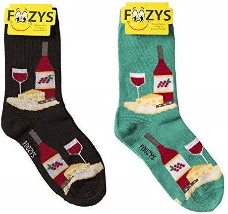 Wine & Cheese Foozys Womens Crew Socks