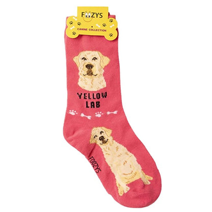 Yellow Lab Foozys Canine Dog Crew Socks